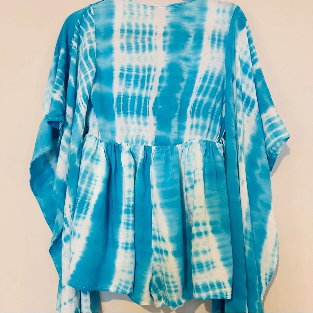 Akira Womens‎  Tie Dye Colorful V-Neck Long Sleeve Romper Large.C111 - Picture 9 of 13